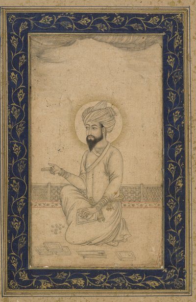 Emperador Babur, folio de álbum separado, finales del siglo XIX de Mughal School